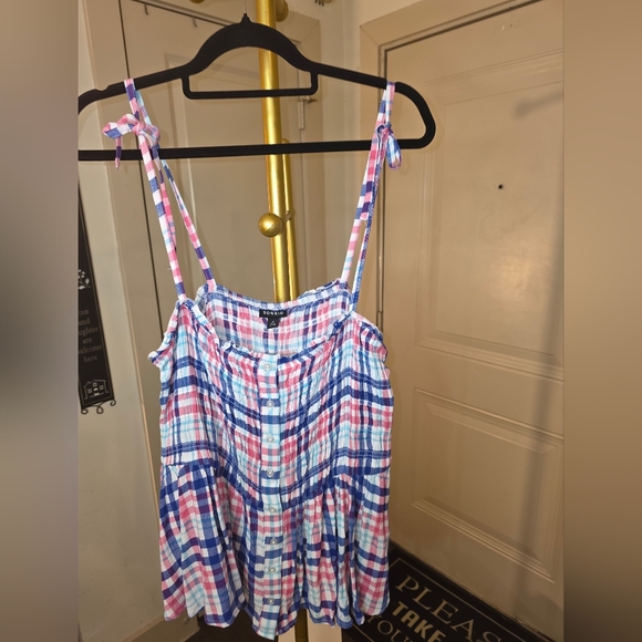 Torrid Multicolor Plaid Smocked  Gauze Camisole 2x Nwt - Picture 4 of 6